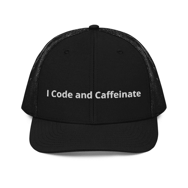 Black I Code and Caffeinate Cap